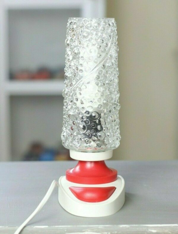 70er Tischlampe Lampe Leuchte rot weiß Space Age Sputnik Bubbles vintage antik