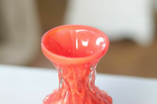 Glas Vase Glass Vase rot Ice Glass Borkenvase 60er 70er Space Age Sputnik