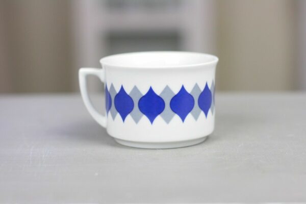 Tasse & Untertasse Kaffeeservice Porzellan Schirnding Bavaria 70er blau weiß