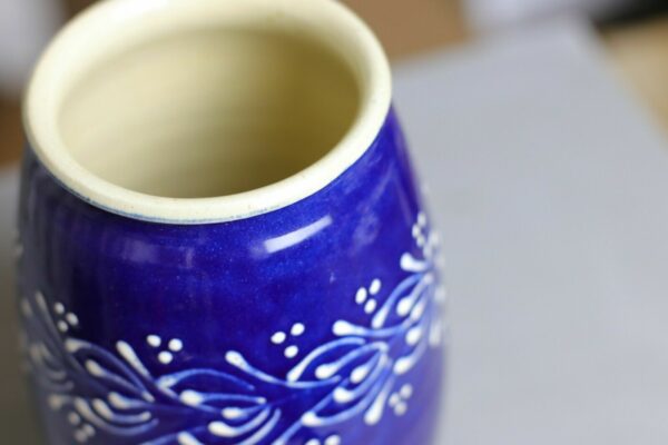 Vase Blumenvase Bürgel Keramik Alt Bürgeler blau-weiß blau