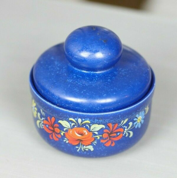 Zuckerdose Keramik Kaffeeservice blau Blumen Landhaus Shabby Vintage