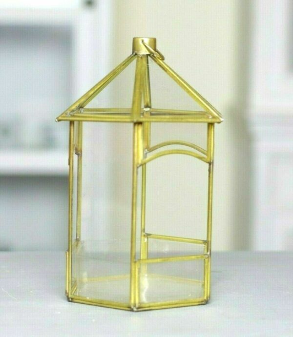 Art Deco Glas Pavillon Gold Windlicht Pflanzgefäß Deko Schmuckkästchen Kasten