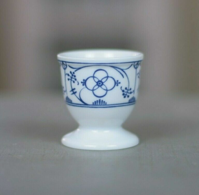 Eierbecher Kaffeeservice Tafelservice Porzellan Strohblume Weiß indisch blau