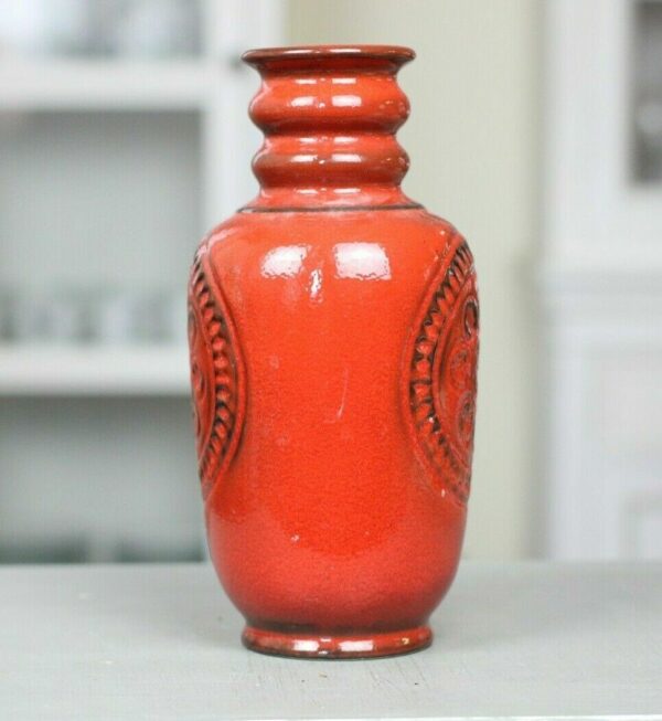 Jasba Pottery Vase 158325 70er fat Lava rot vintage antik