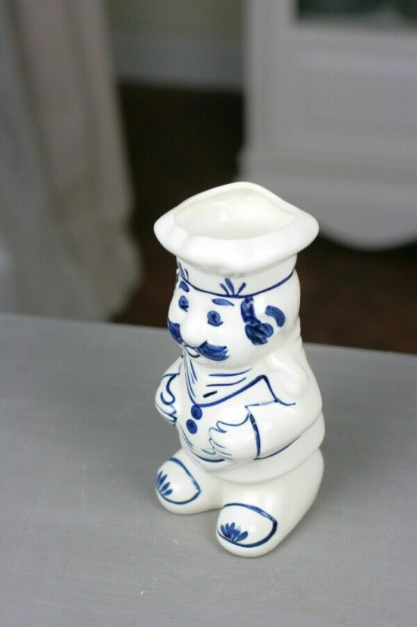 Keramik Vase Koch Bäcker weiss blau Handpainted Handbemalt Holland Niederlande