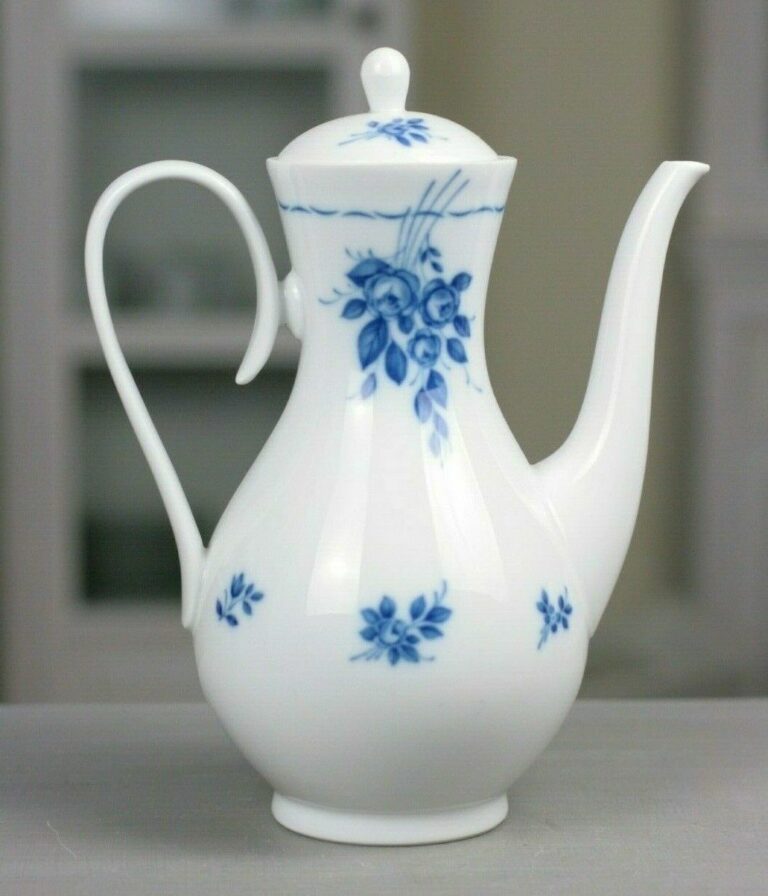 Krautheim Selb Kuchenteller Teller Kaffeeservice Blumendekor blau weiß alt antik