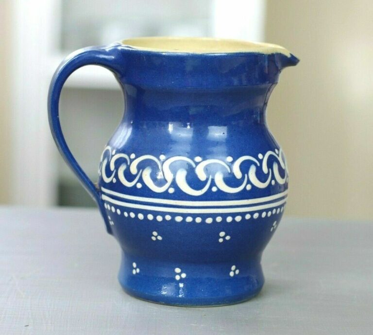 Krug Kanne Milchkrug Milchkanne Bürgel Keramik Alt Bürgeler blau-weiß blau 13cm