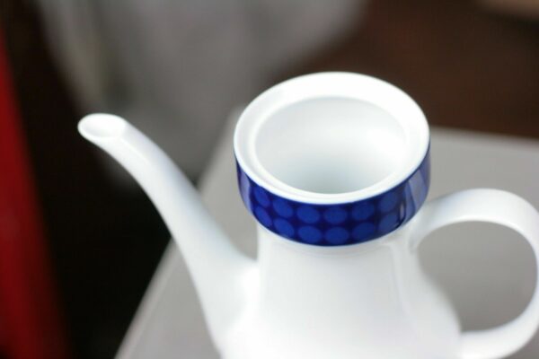 Melitta Kaffeekanne Kanne blau weiß Punkte Dots 0,9 L  Porzellan Kaffeeservice