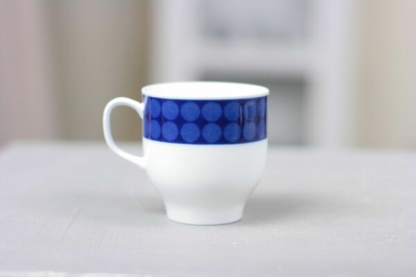 Melitta Tasse & Untertasse Porzellan Kaffeeservice blau weiß Punkte Dots