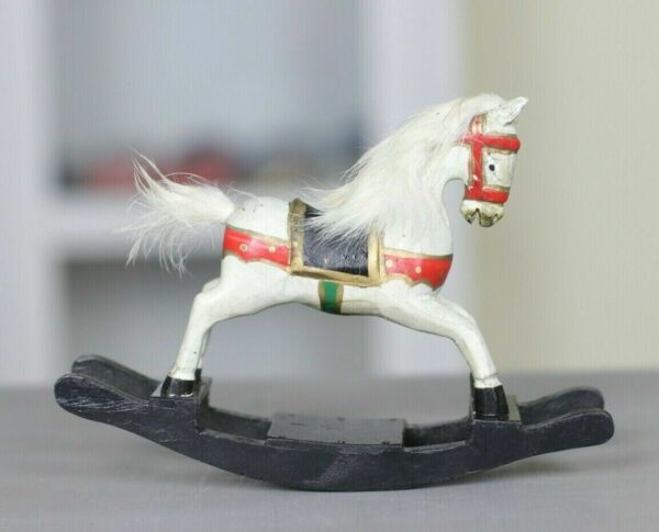 Nostalgisches Schaukelpferd Pferd Holz Figur Tchibo 15cm Handgeschnitzt bemalt