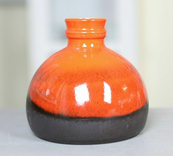 Steuler Keramik Fat Lava Vase 307/15 mid century germany art pottery rot orange