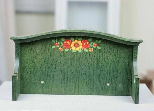 emsa Handtuchhalter Wandmontage Holz grün handbemalt Blumen 70er 80er alt antik