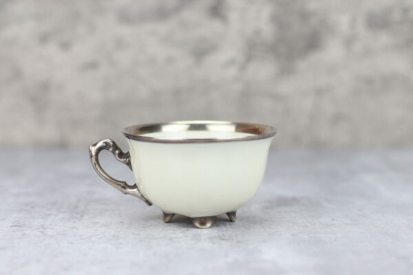 Königszelt Charlotte Tasse Teetasse Kaffeetasse Porzellan weiß Silber Silberrand
